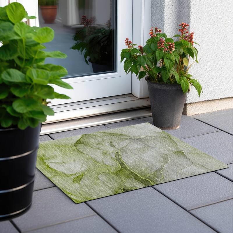Mato Contemporary Abstract Weather Resistant Blended Style Outdoor Rug