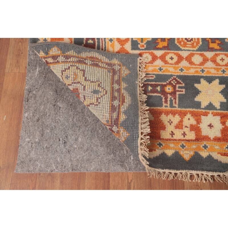 Geometric Kazak Area Rug Hand-Knotted Tribal Wool Carpet - 7'10"x 9'11"