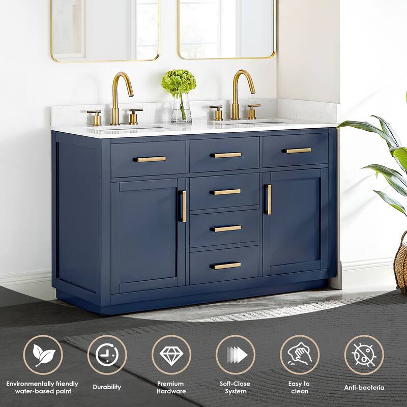 Altair Gavino Bath Vanity with Grain White Composite Stone Top and Mirror