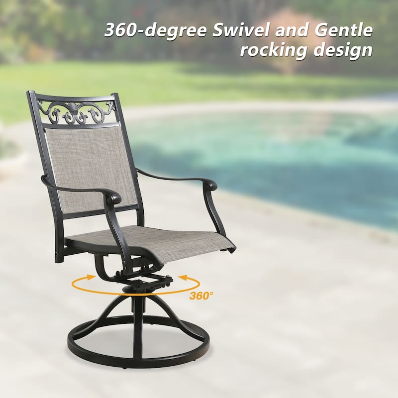 Patio Cast Aluminum Dining Sling Rocker Bistro Chairs Set of 2 or 4