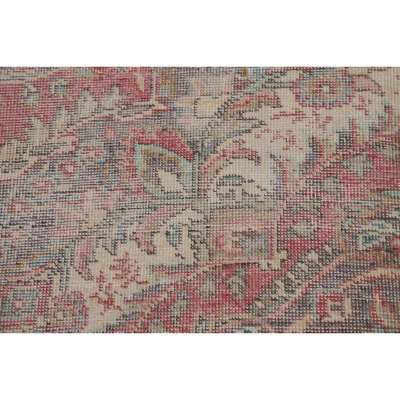 Tabriz Persian Vintage Area Rug Hand-Knotted Medallion Wool Carpet - 6'9" x 9'3"