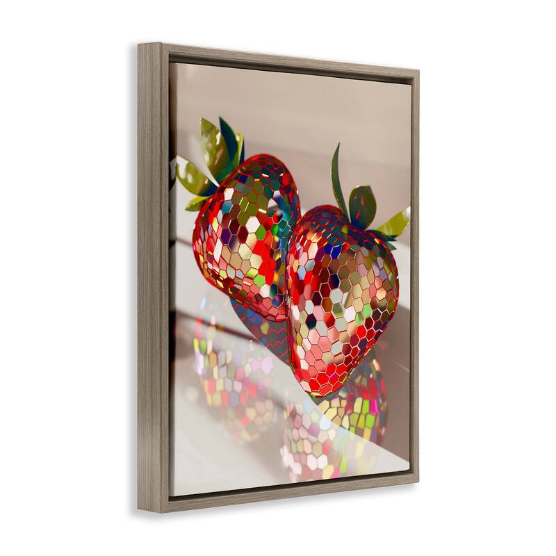 Stupell Reflecting Disco Strawberries Framed Floater Canvas Wall Art Design By Arlington Prints