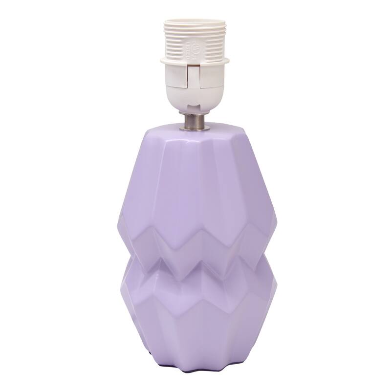 Ceramic Geometric Table Lamp with Fabric Shade for Bedroom - 6 x 6 x 13 in. (L x W x H)
