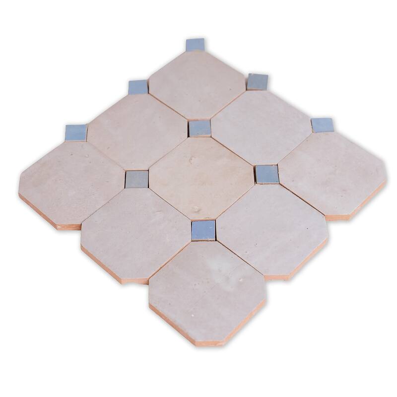 Contemporary Zellige Panels, 12" X 12" X 1/2", Gray - Blue Accents - Sample-1tile
