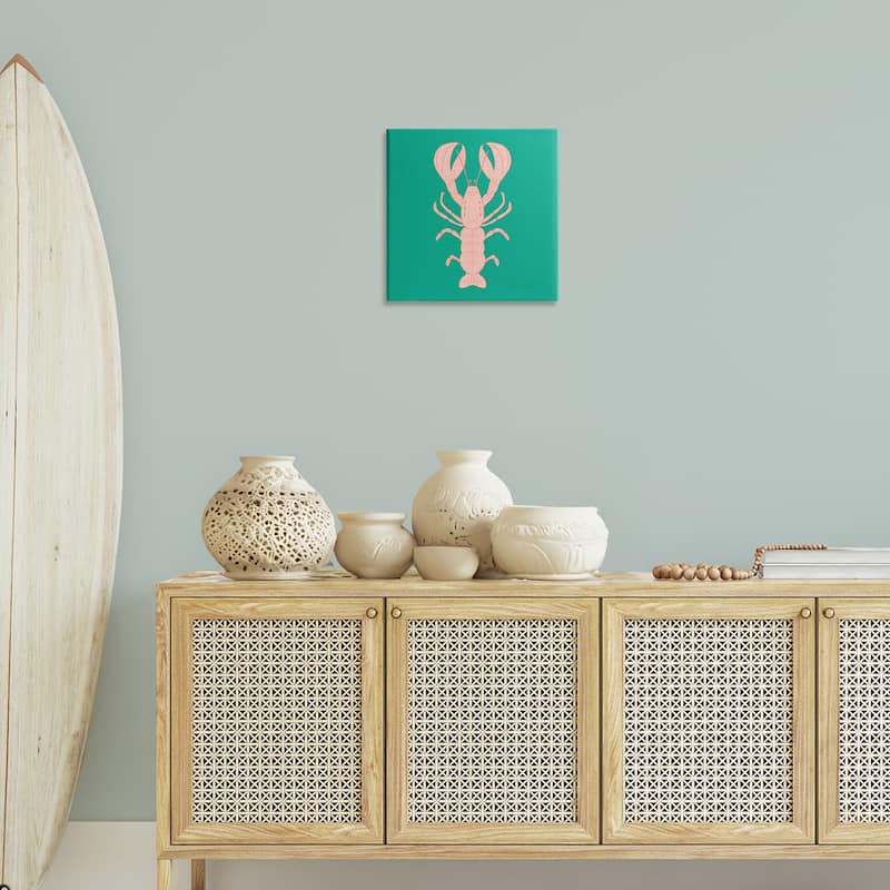 Stupell Minimal Pink & Green Lobster Canvas Wall Art Design By Sazerelli Designs