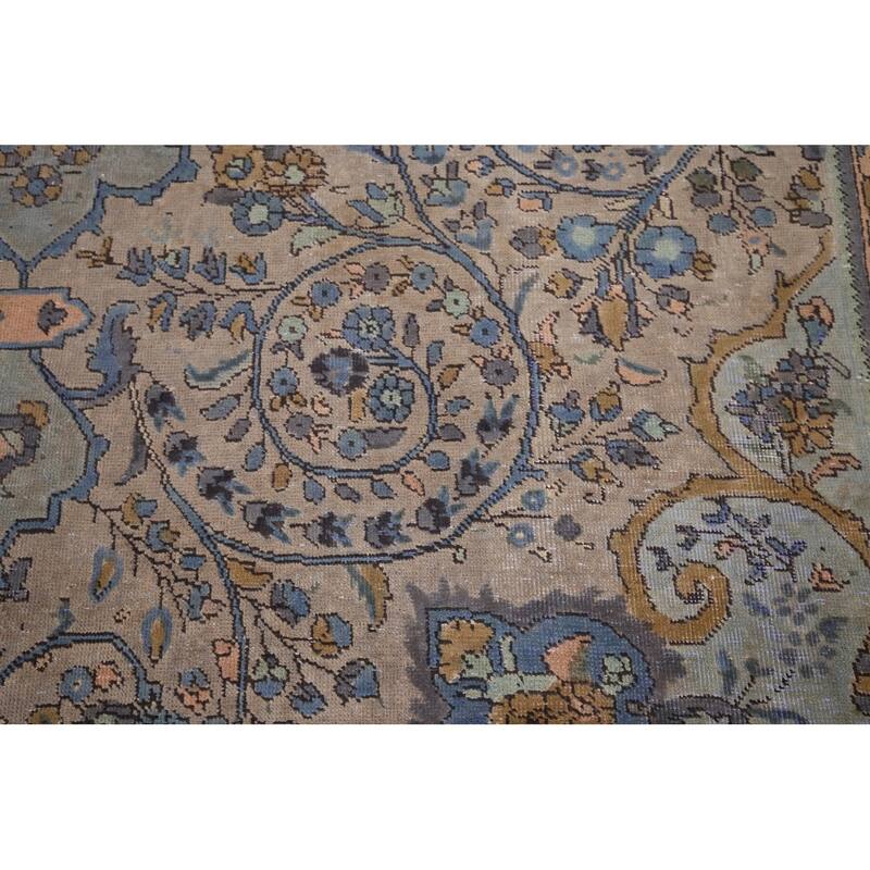 Distressed Tabriz Persian Antique Area Rug Handmade Wool Carpet - 8'0" x 10'9"