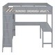 preview thumbnail 24 of 32, Full Size Loft Bed with Desk, Storage Shelves and 2 Sliding Doors, Multifunctional Kids Bed Frame with Ladder and Guardrail