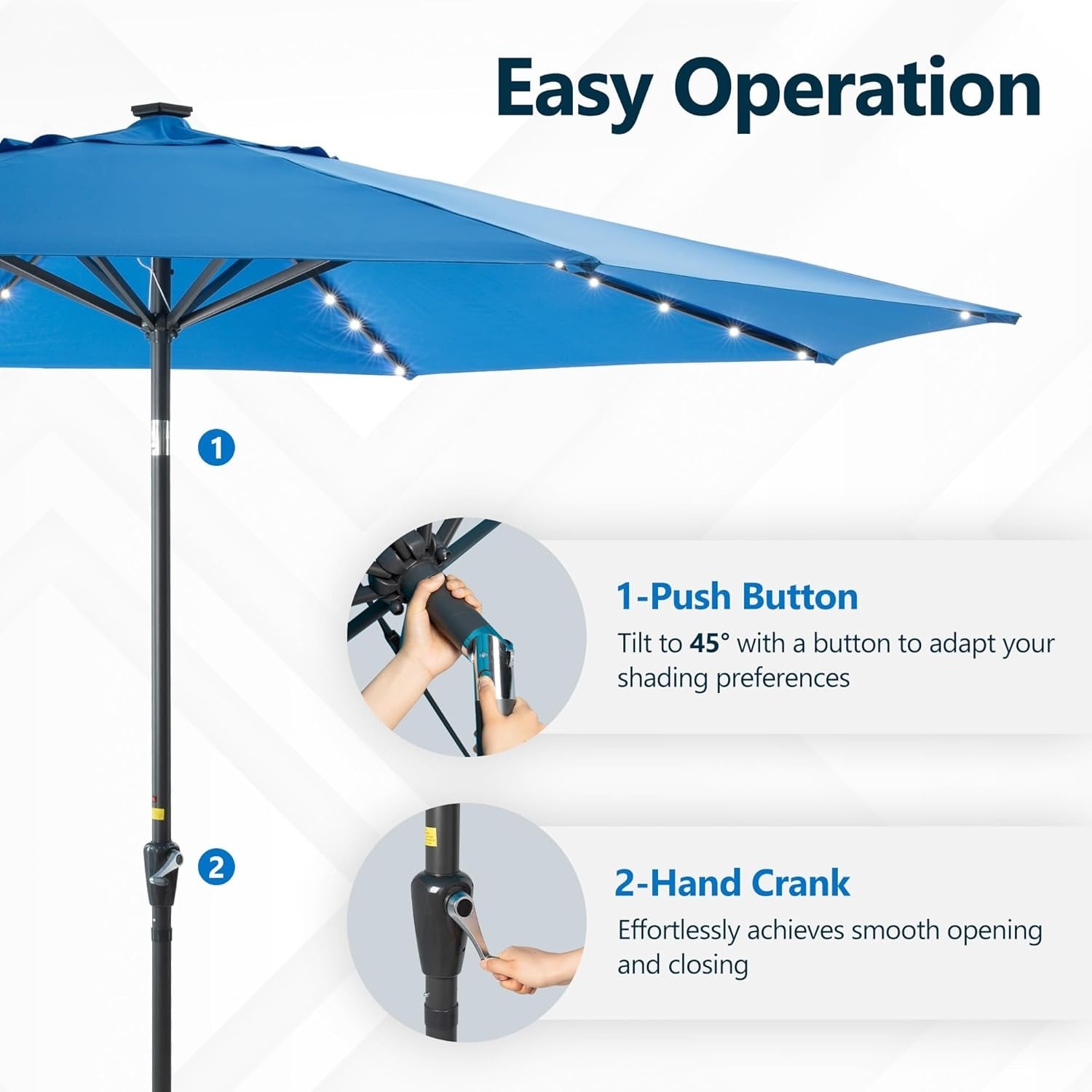 casual cushion corp push button patio umbrella Auto Tilt with Sunbrella Fabric 9' By Treasure Garden, Black / Black rib steel frame supports the9 Ainfox 9ft Patio Umbrella with