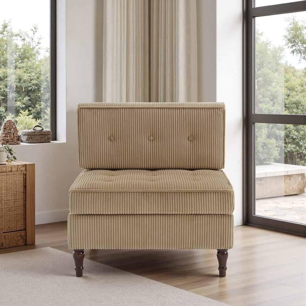 Modular Corduroy Armless Chair Upholstered Lounge Sofa