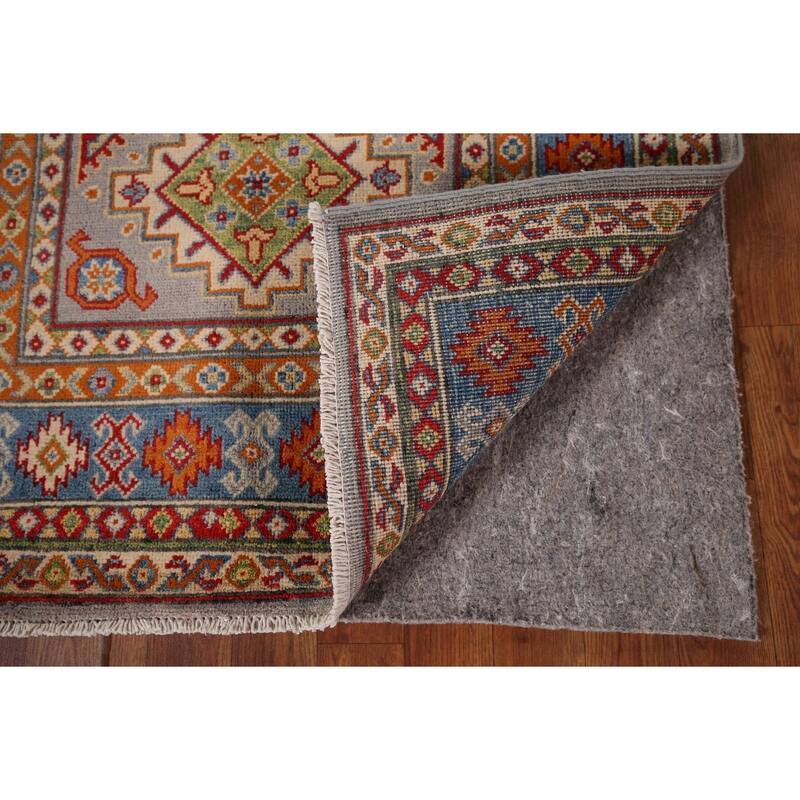 Traditional Grey Kazak Foyer Rug Hand-Knotted Wool Carpet - 3'4" x 5'0"