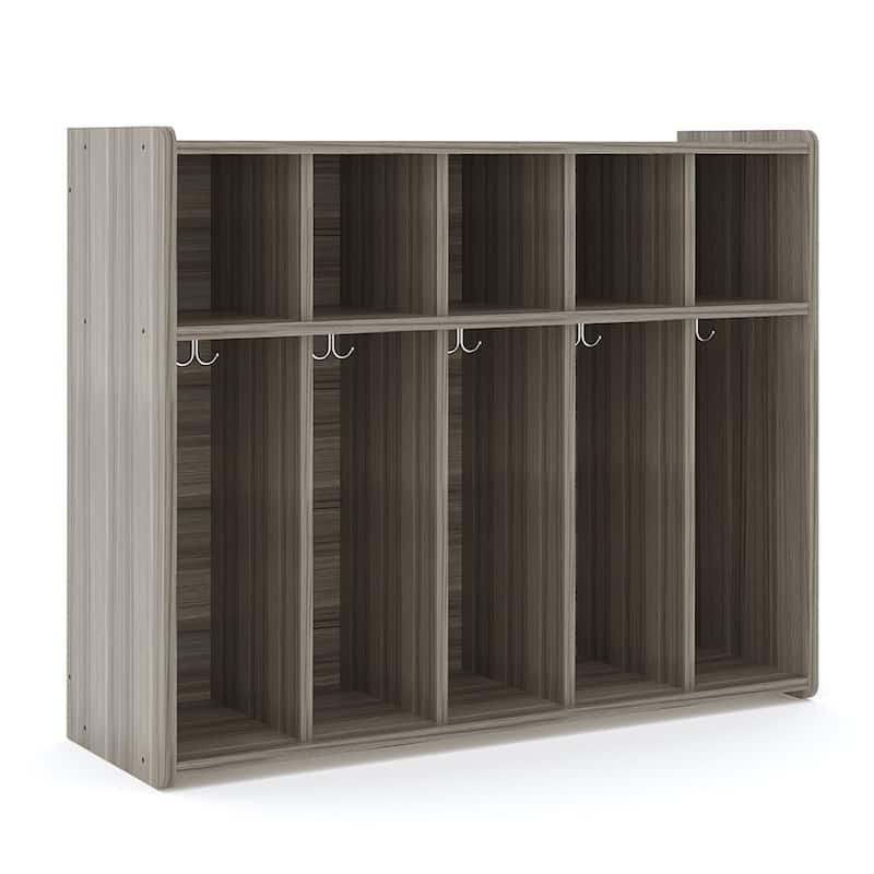 Tot Mate 5 Section Laminate Floor Locker - 46" x 15" x 37 1/2" - Assembled - Shadow Elm Gray
