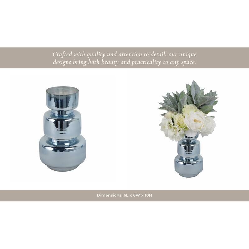 Glass Vase Sculptural Stacked Cylinder Modern Coastal Silhouette