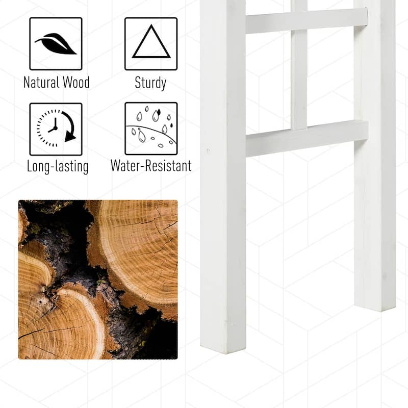 Outsunny 7' Wood Steel Outdoor Garden Arched Trellis Arbor with Natural Fir Wood & Side Panel for Climbing Vines