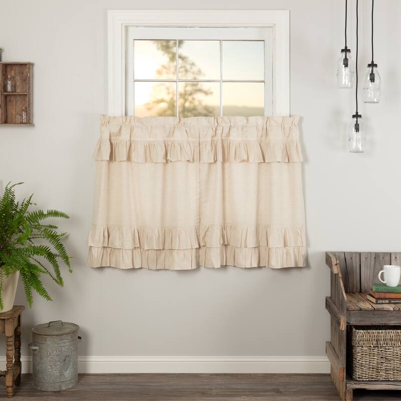 Simple Life Flax Ruffled Tier Set of 2 - 36x36 - Natural Creme