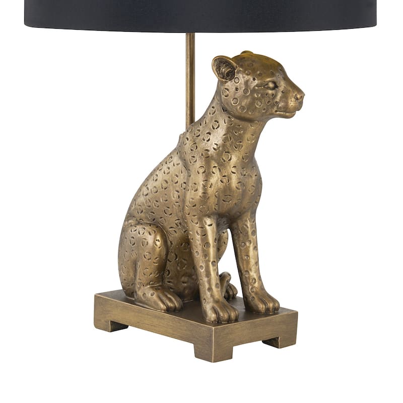 23"H Brown Resin Leopard Table Lamp With Shade - 12" x 12" x 23"