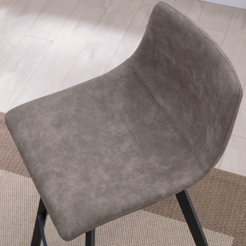 Leick Home Upholstered Steel Base Microfiber Bar Stool Set of 2 - N/A