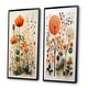 preview thumbnail 3 of 10, Designart "Colorful Botanical Pointillism" Abstract Botanicals Framed Wall Art Set Of 2 - Wall Set For Home Decor