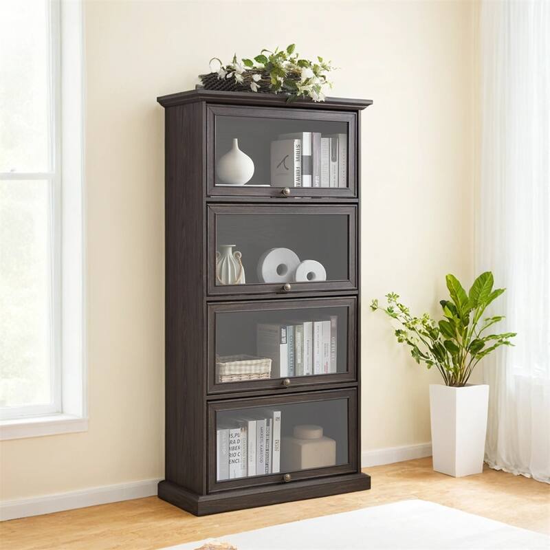 4 Tier Glass Display Cabinet for Living Room Storage Curio Cabinet