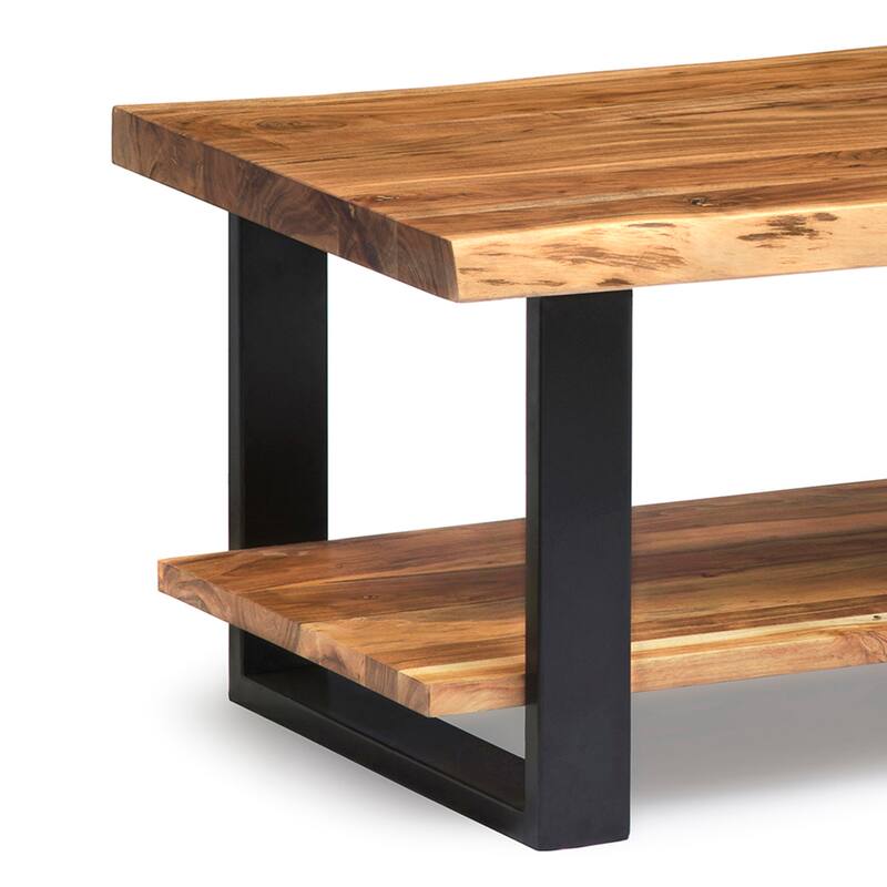 Alpine Live Edge Solid Wood 42" Coffee Table and Set of 2 End Tables