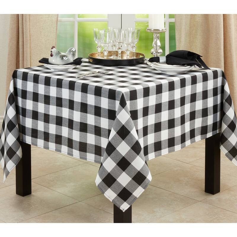 Casual Buffalo Plaid Tablecloth - 70 x 70-Square - Black/White