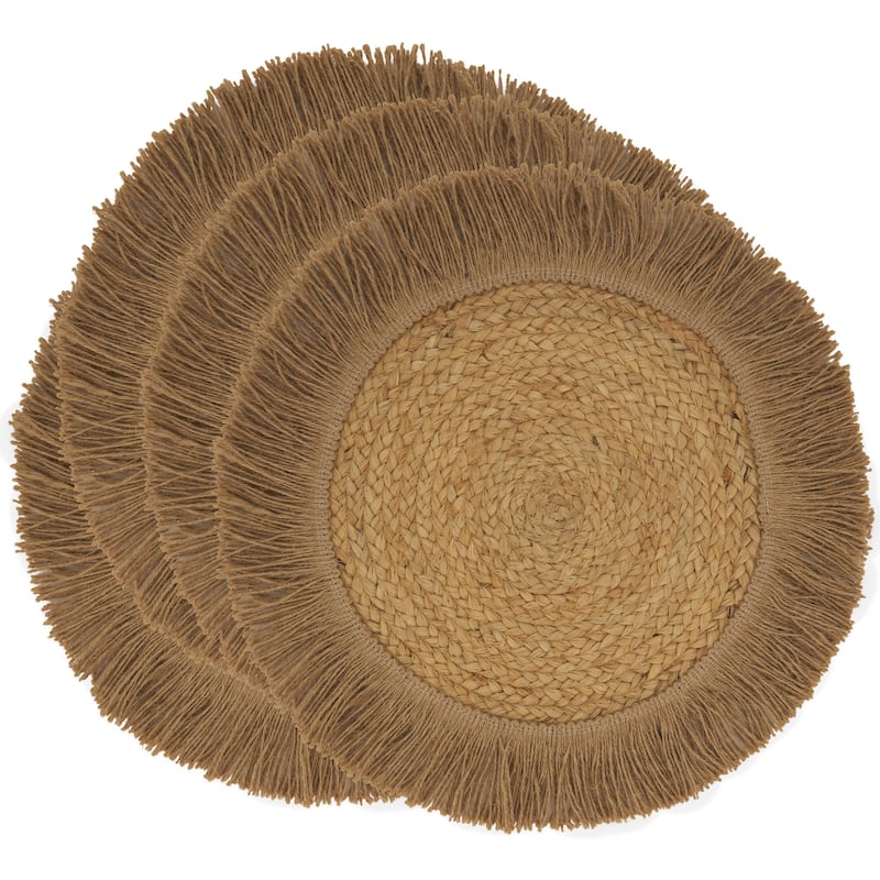 Fringe Design Jute Placemats (Set of 4) - 13"x13"