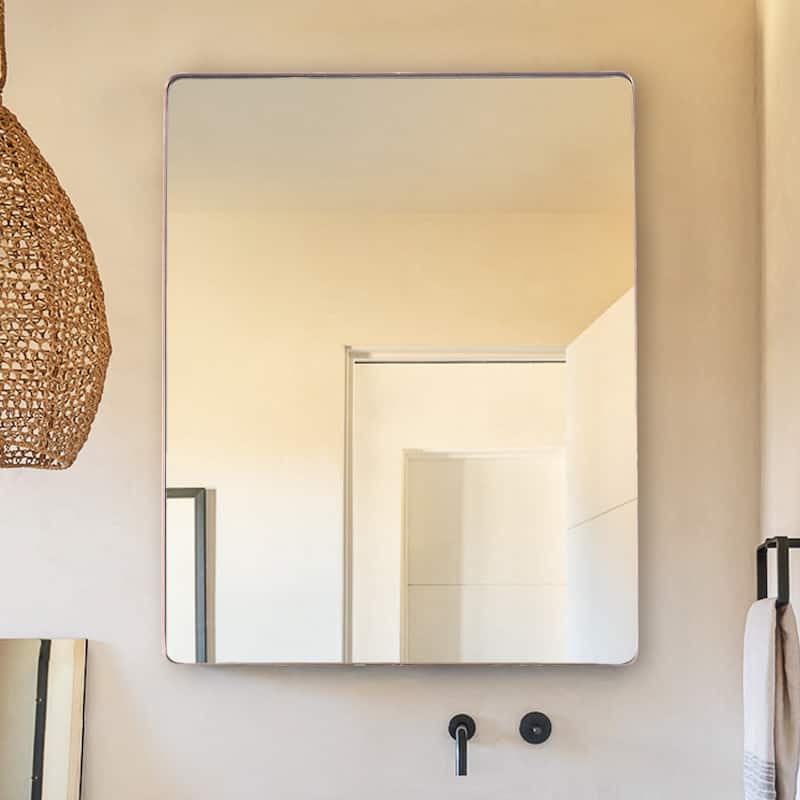 30-in Modern Simply Gold Rectangular Decorative Wall Bathroom Vanity Mirror