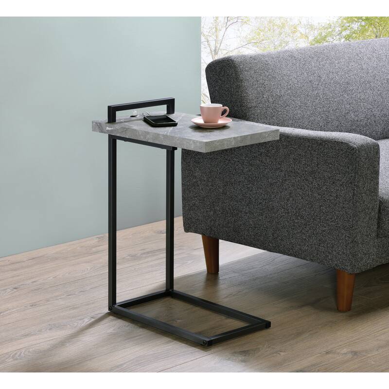 Stetsonia C-Table with USB Charging Port - Cement