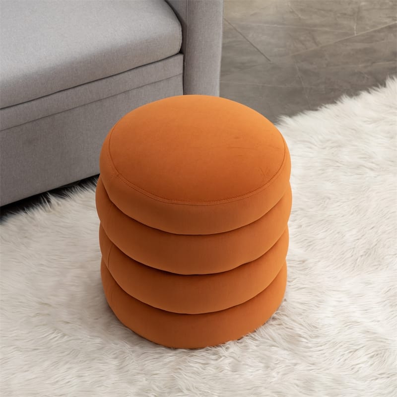 Soft Velvet Round Ottoman Footrest Stool