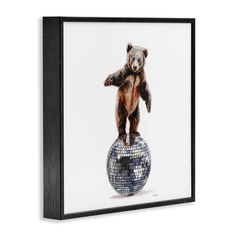 Stupell Bear Balancing on Disco Ball Framed Giclee Art Design By Amanda Greenwood