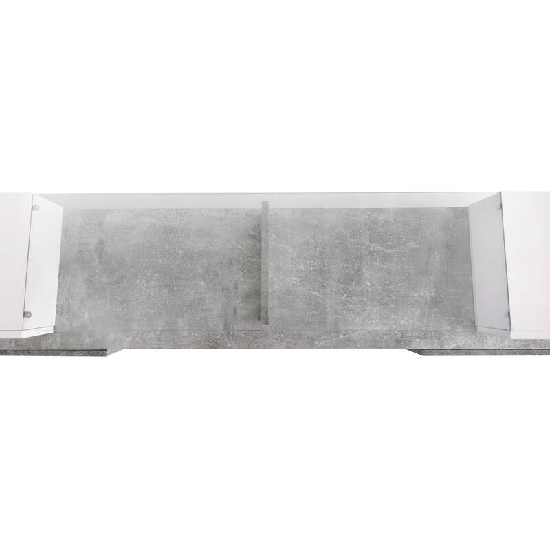 Unique Shape TV Stand with 2 Illuminated Glass Shelves