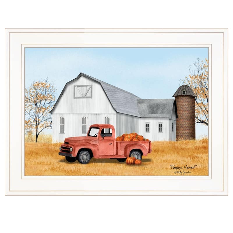 TrendyDecor4U Farmhouse "Pumpkin Harvest" Framed Print Wall Art by Billy Jacobs