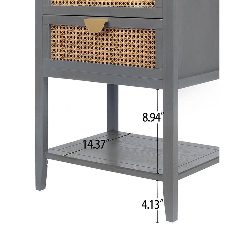 2-Drawer Nightstand Bed Side Table with Storage Cabinet End Table shelf Wood Side Table