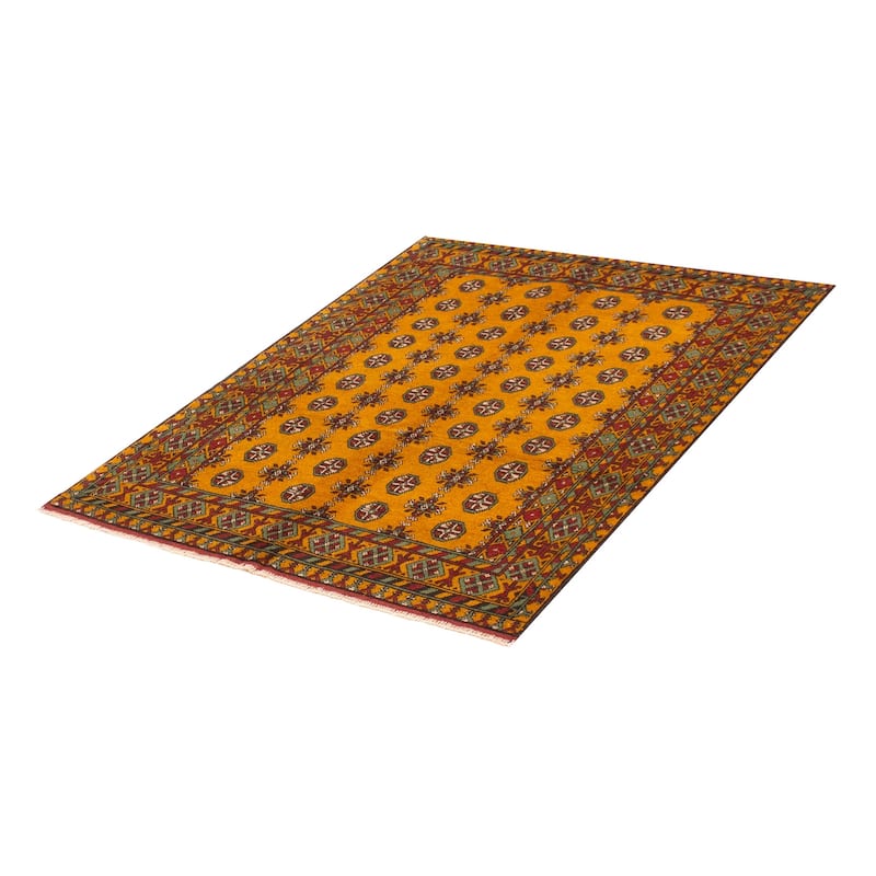 ECARPETGALLERY Hand-knotted Uzbek Kargahi Gold Wool Rug - 5'0 x 6'3