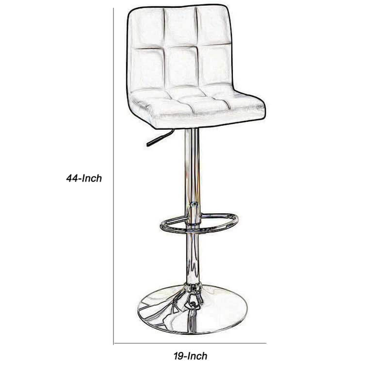 Adjustable Modern Bar Stool with Metal Base, Faux Leather Seat, Minimalist Counter Height Stool for Kitchen or Bar