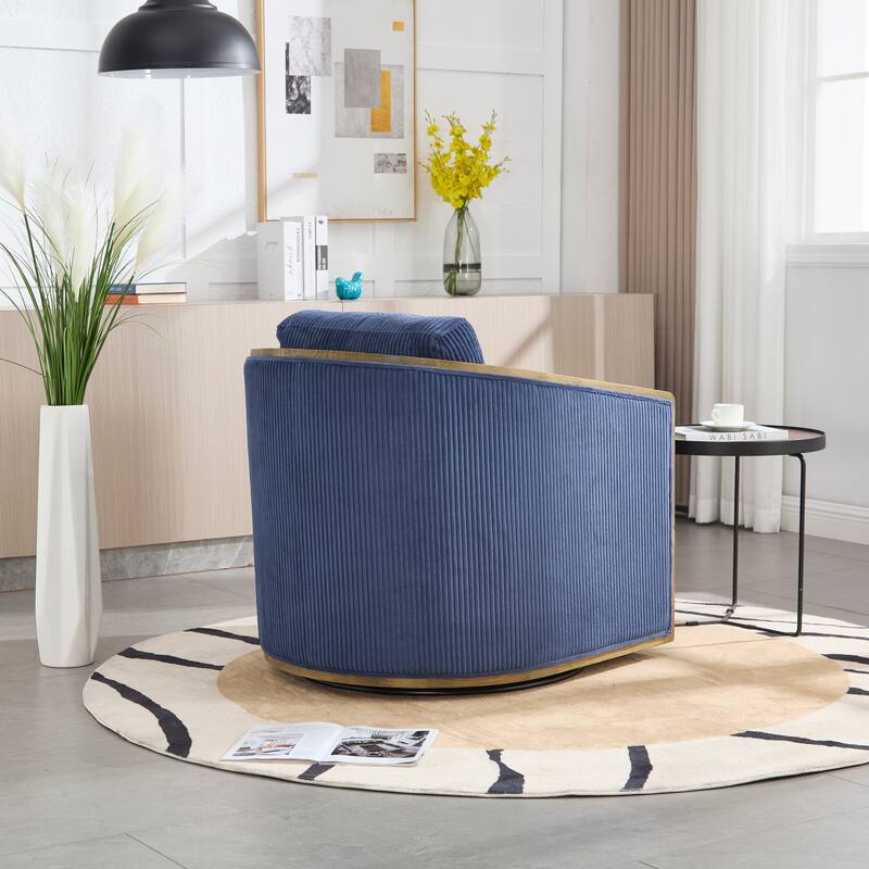 Accent Chair Sofa Chair with High-Density Foam and Curved Back, Degree Swivel Barrel Club Chair Lounge Chair