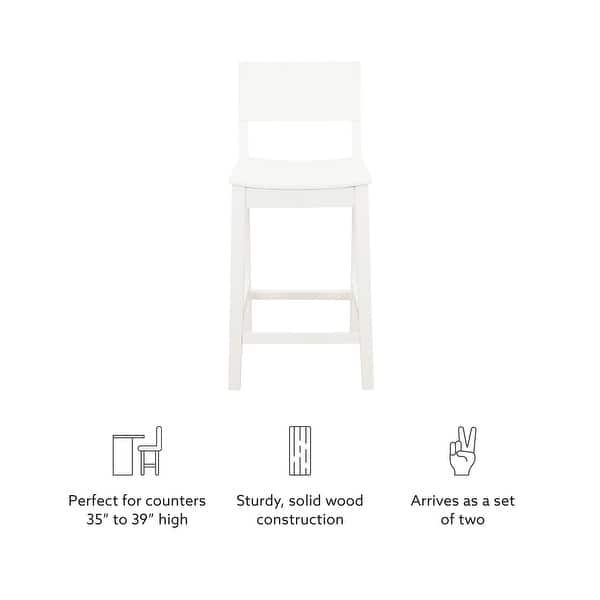 dimension image slide 2 of 3, Linon Dahlia Wood 24-Inch Armless Counter Stool (Set of 2)