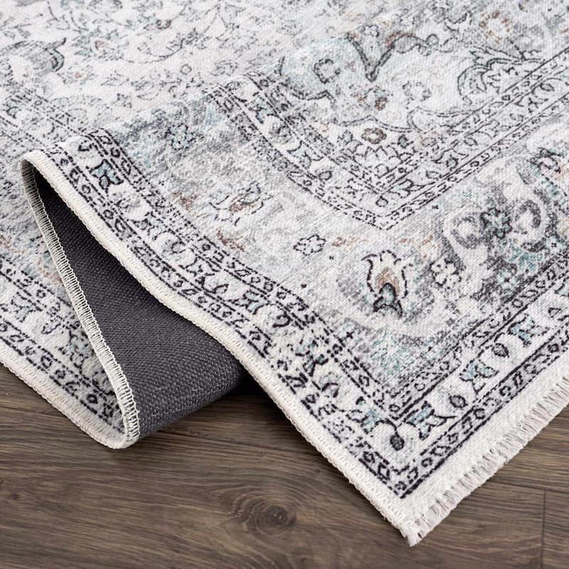 Hauteloom Ariana Living Room, Bedroom Machine Washable Area Rug - Pearl, Dark Brown, Brown - 5' x 7'6"