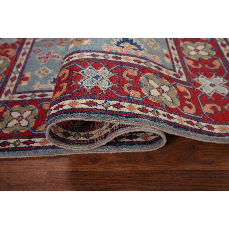 Light Blue Kazak Foyer Rug Hand-Knotted Wool Carpet - 3'3" x 4'11"