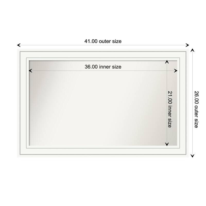 Craftsman White Framed Non-Beveled Custom Wall Mirror, Bathroom Vanity Mirror - Outer Size: 41 x 26