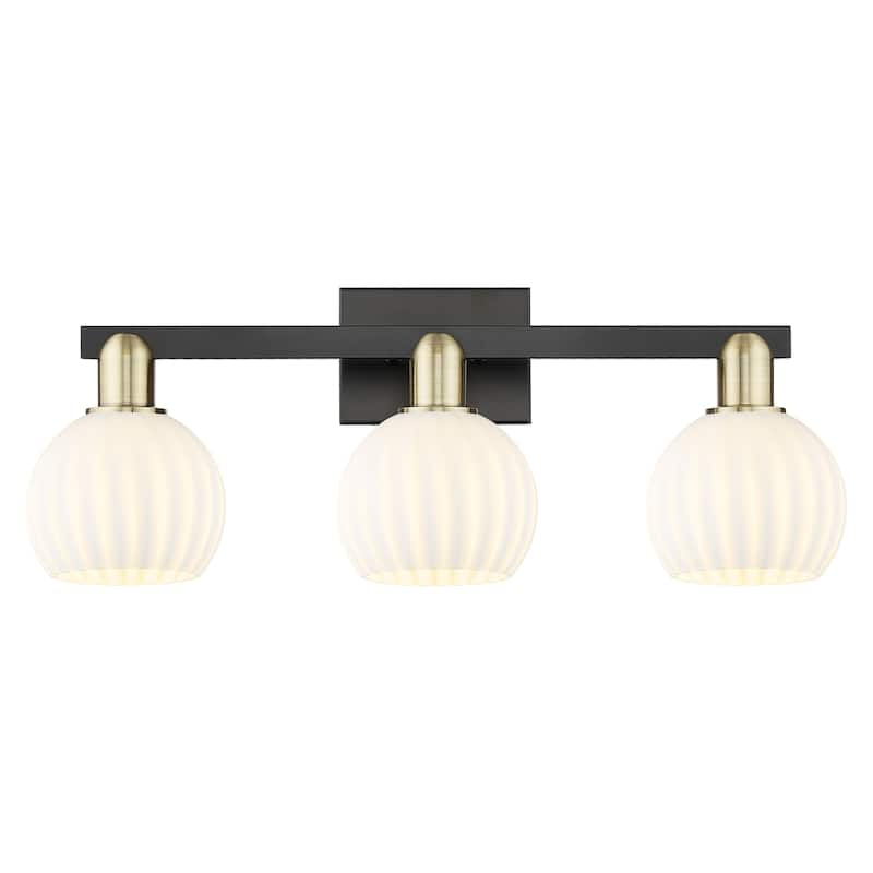 Innovations Lighting Endless Possibilities Arcadia - White Venetian - 3 Light 25" Bath Vanity Light - Black Antique Brass