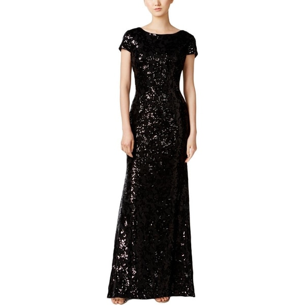 calvin klein black sequin gown