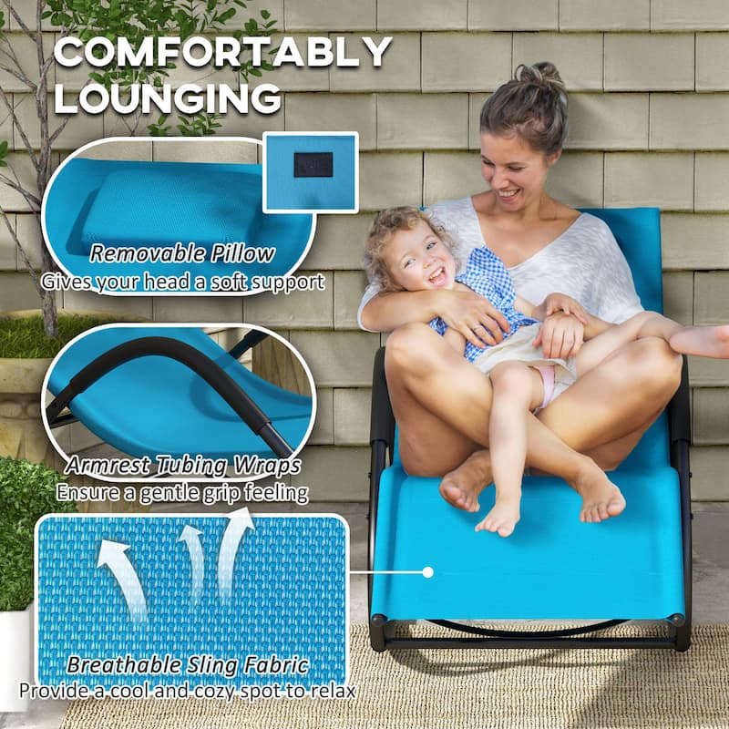 Outsunny Rocking Chair, Zero Gravity Patio Chaise Sun Lounger, Outdoor Rocker, UV Water Resistant