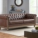 preview thumbnail 5 of 55, Castalia Nailhead Trim Chesterfield Sofa by Christopher Knight Home - 78.75" L x 33.50" W x 28.00" H Faux Leather + Dark Brown, Natural