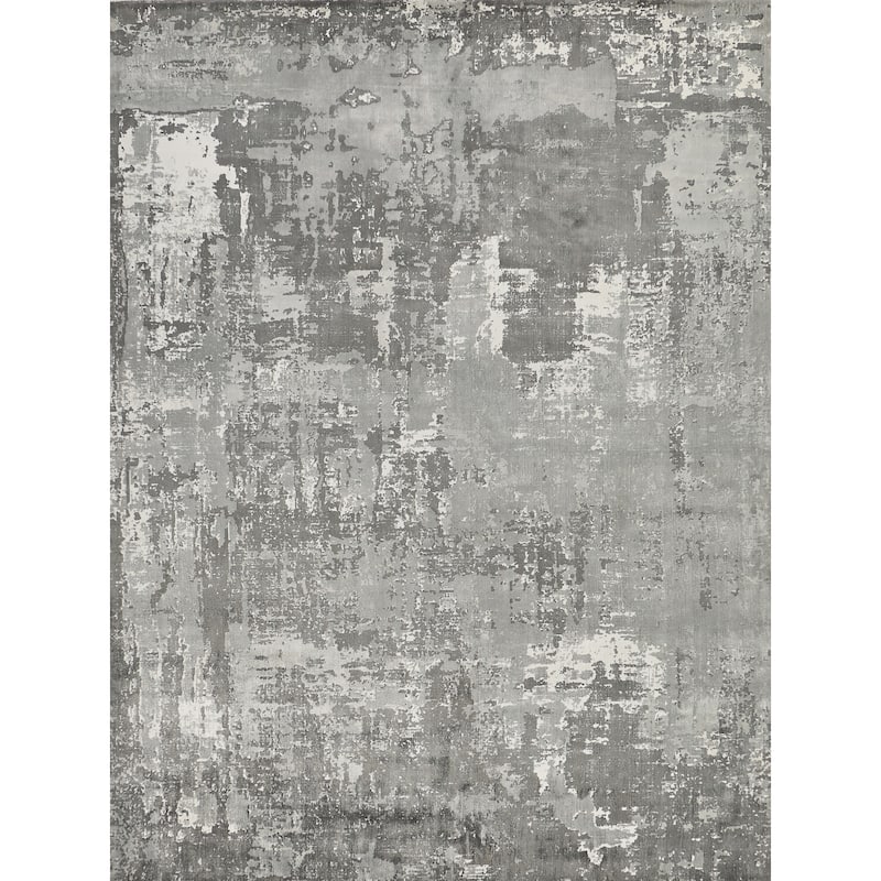 EXQUISITE RUGS Koda Hand-loomed Bamboo Silk Grey/Ivory Area Rug.