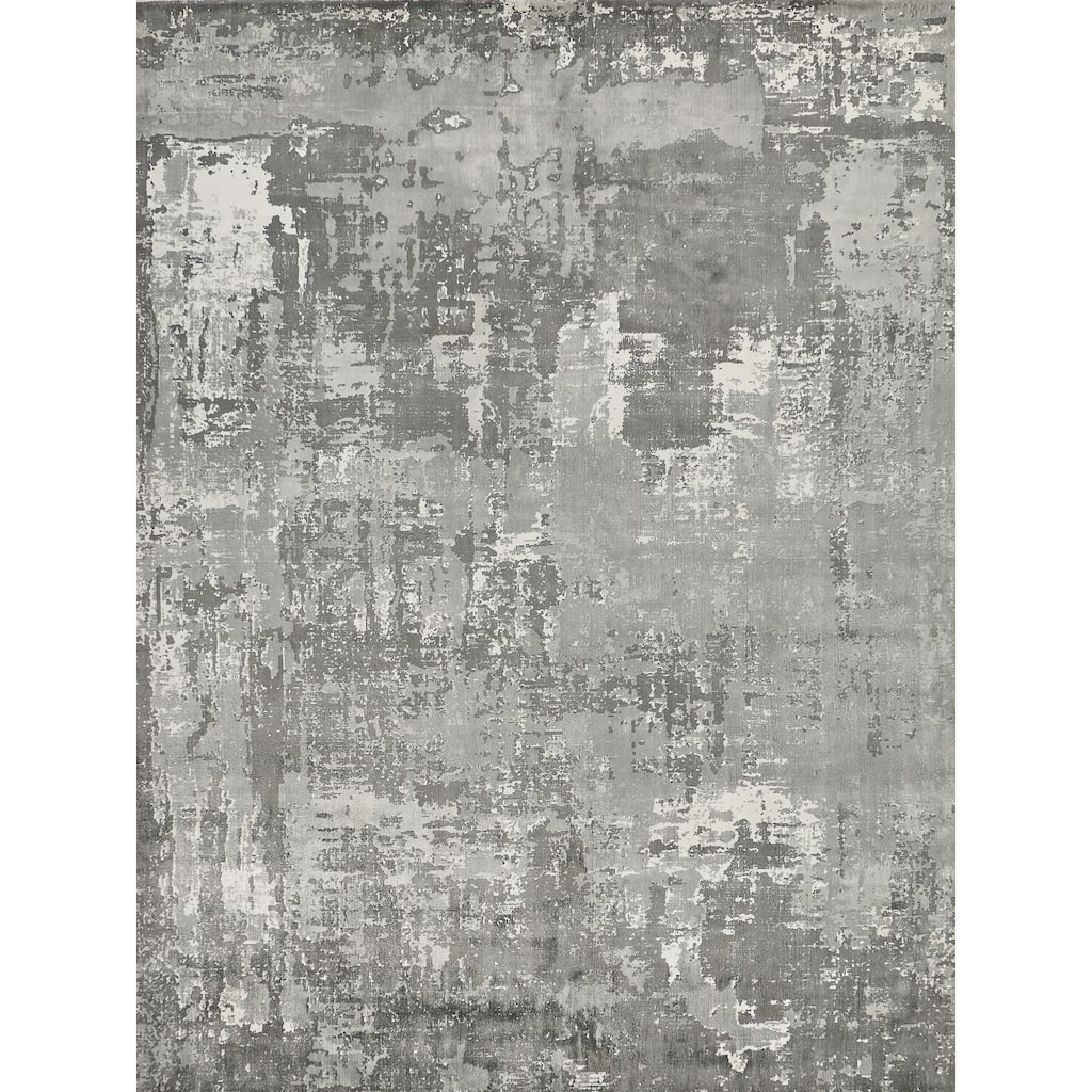 EXQUISITE RUGS Koda Hand-loomed Bamboo Silk Grey/Ivory Area Rug.