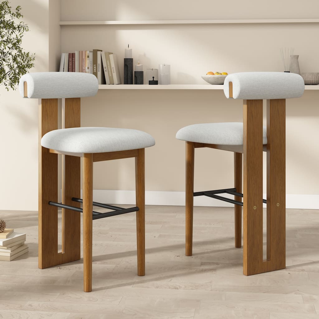 Renee Indoor Wooden Upholstered Barstool