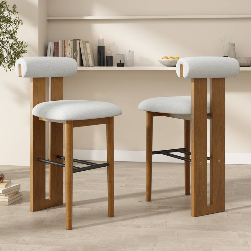 Roomfitters Renee Indoor Wooden Barstools with Cloud-Top Backrest, Set of 2 - Set of 2