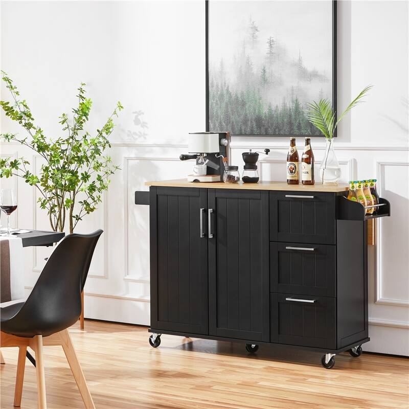 Yaheetech Rolling Kitchen Island Cart with Storage and Drawers