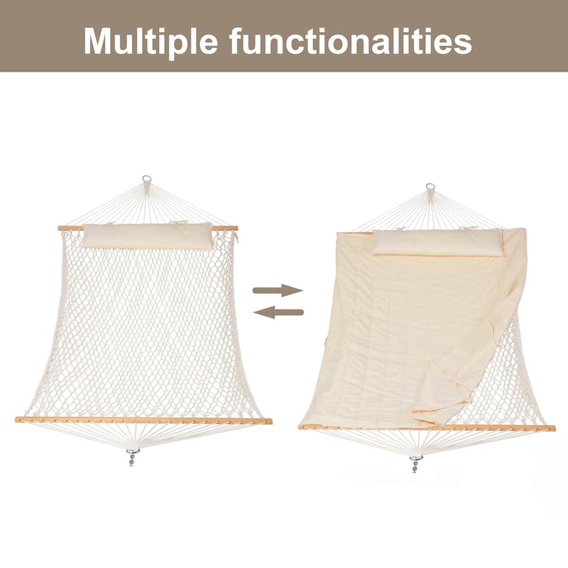 Outdoor Rope Hammock with Polyester Pad, 475 lbs Capacity