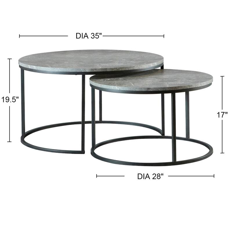 2 Piece Nesting Coffee Table in Grey and Gunmetal